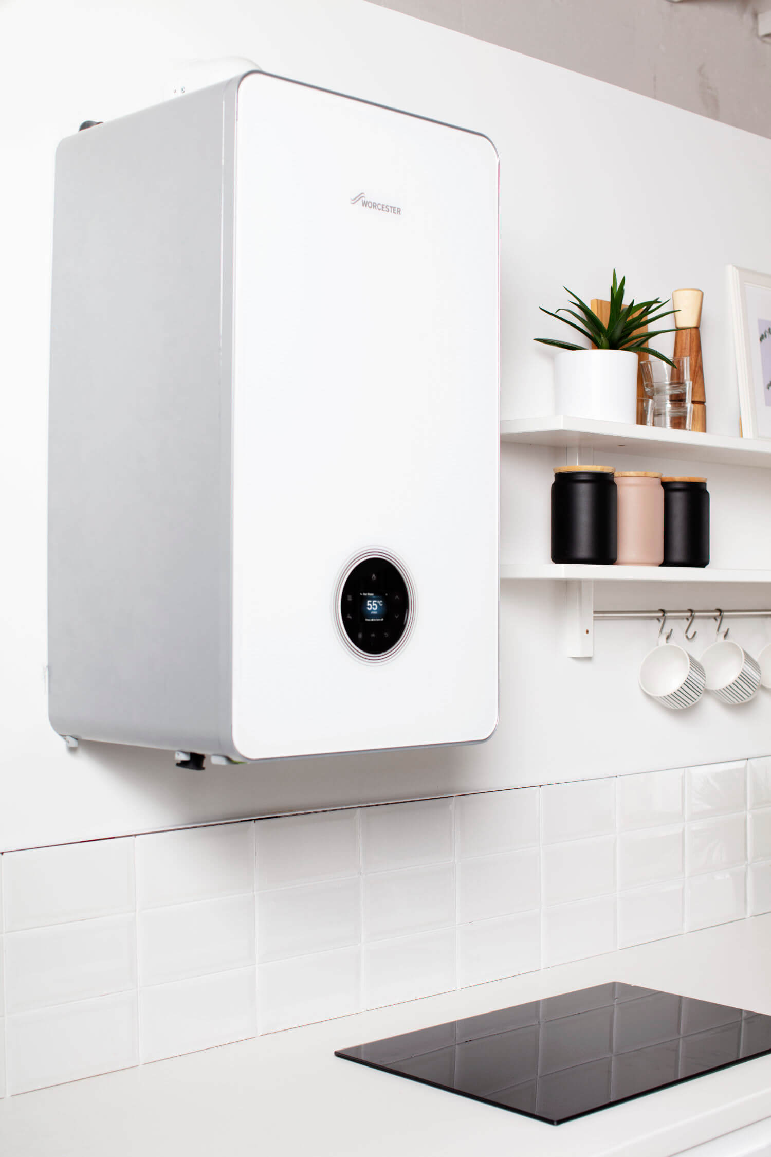 white boiler on wall